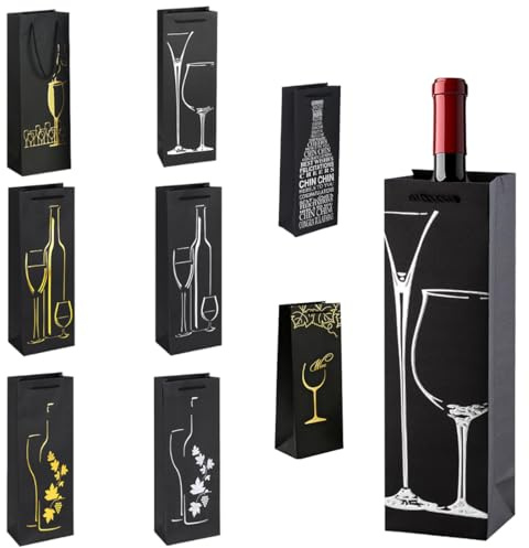 YUVKIN 8 bolsas de regalo para botellas, elegantes bolsas para vino, cava, champán y más – 35 x 9 x 9 cm, portabotellas