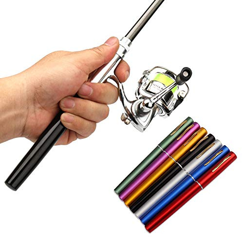 Fesjoy Pocket Hopfällbar fiskespö Rulle Combo Mini Pen Fiskespö Kit Teleskopisk Aluminiumlegering & Stålfiber Lättvikts Kompakt Fiskrulle Spö Kit för Fiskehobbyister 1,4M (1,4 miljoner)