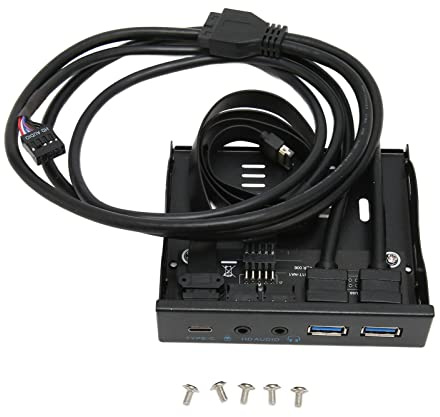 AYNEFY Panel Frontal USB 3.2 Hub, 10Gbps con 2 Puertos USB 3.0 y Interfaz de Audio Tipo C, para Placa Base de PC con
