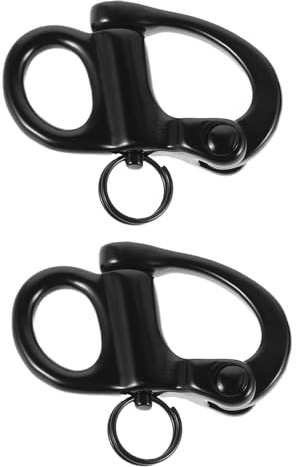 Mikinona 2 Pièces Lot de 2 Manilles à Ressort Pivotantes Marines en Acier Inoxydable 69 Mm Noir, Crochet de Fixation Robuste pour Gréement Nautique, Accessoires D'amarrage pour Bateau et