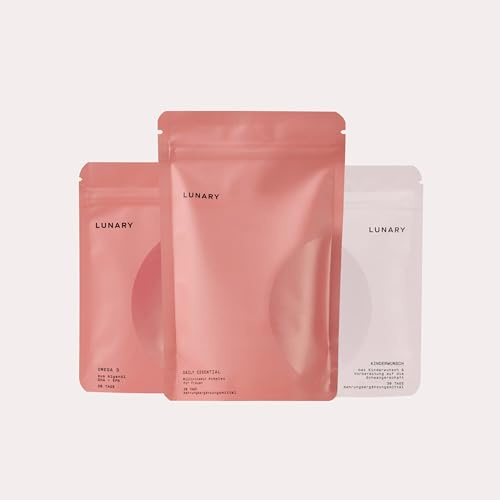 LUNARY Kinderwunsch Set Nahrungsergänzung | Omega 3 & Vitamin D Supplements | Kinderwunsch Set mit Folsäure, Omega-3 & Myo Inositol | Zur Vorbereitung auf Schwanger werden | Folsäure Schwangerschaft