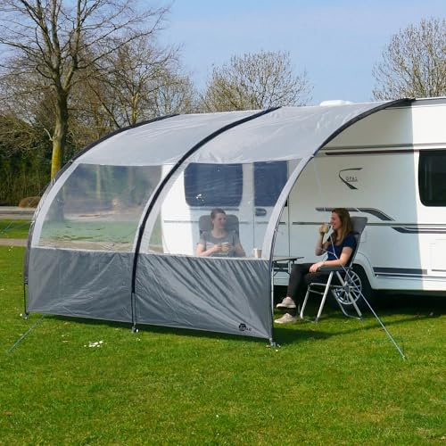 your GEAR Riviera - Vorzelt Vordach für Wohnwagen & Wohnmobil in 4 Größen mit 2m 2,5m 3m 3,5m Breite und 260 cm Tiefe. Sonnendach mit UV 50+, Panoramafenstern, 3000mm Wassersäule (2m Grau)