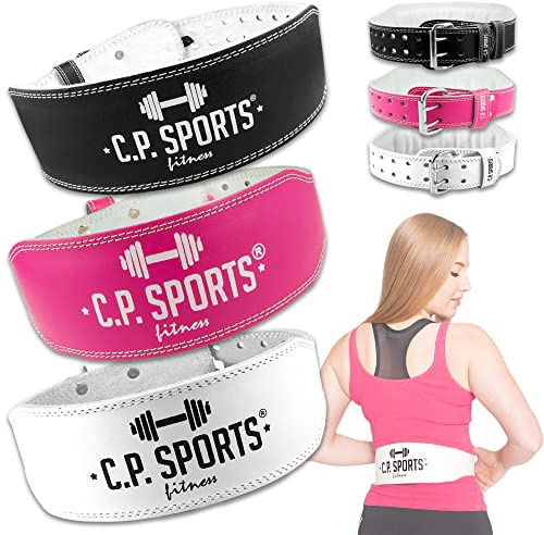 C.P. Sport tyngdlyftningsbälte läder, tyngdlyftning fitnessbälte, träningsbälte för styrketräning med höga vikter L svart