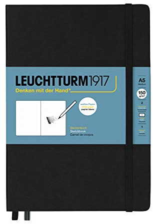LEUCHTTURM1917 362362 Skizzenbuch Medium (A5), Hardcover, 112 Seiten (150 g/m²), Schwarz