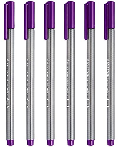 STAEDTLER 334 Triplus Fineliner Superfeine Spitze, 0,3 mm, Violett, 6 St ck
