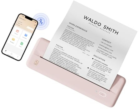 HPRT Wireless Portable Printer - Bluetooth Thermal Printer for Travel, Mobile Office, School, Home Compatible with iOS Android,Pink