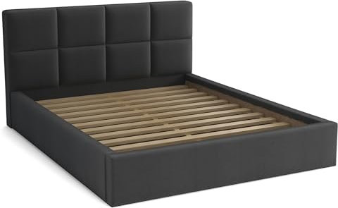 bonni Polsterbett Alaska 180x200cm Bett mit Lattenrost Doppelbett mit Bettkasten Bettgestell Holzbett Stauraumbett (Graphit)