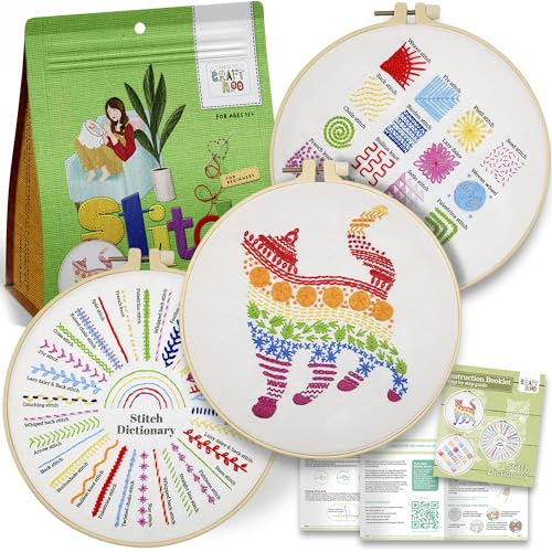 CRAFTILOO Stickset für Anfänger, Kreuzstich-Sets für Anfänger, Sticksets für Erwachsene, Kreuzstich-Set, Anfänger, Stickset für Erwachsene, Katze