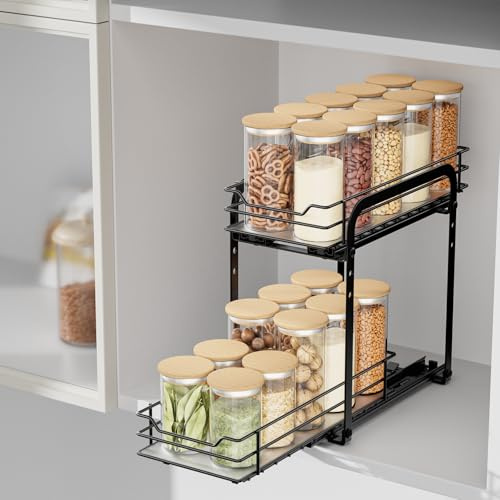 AIRUJIA Porta Spezie Per Cucina, Organizer Cucina, Portaspezie Per L'Interno Dell'Armadio, Organizzatore Cucina, Organizzatore Per Armadietti Estraibili Portaspezie, P26.4*L12.6*H23.3cm