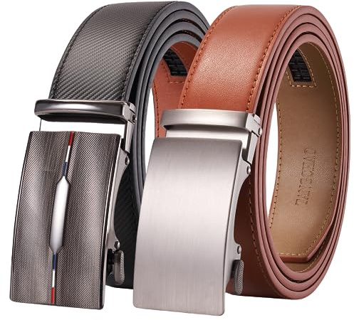 TANGCHAO Gürtel Herren, Automatik Ratschengürtel 35mm breit ohne Löcher | Herrengürtel stufenlos verstellbar für Business Anzüge, Alltag & Freizeitjeans, schwarz & braun Farben, Länge 115–145 cm