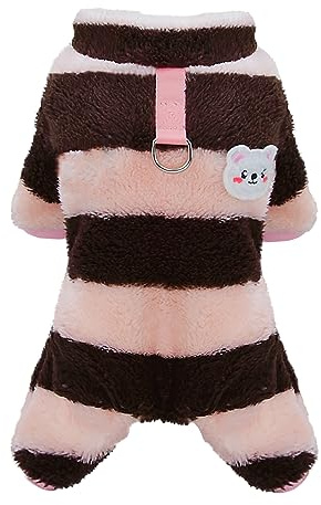 Izefia Pull pour Chien Polaire Hiver Chaud à Quatre Pattes Body Pantalons Pyjama pour Chiot Rainbow Stripe Pull Moyen Chien Chat