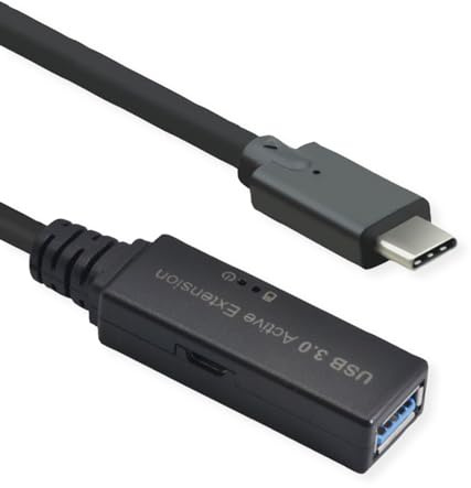 ROLINE USB 3.2 Gen 1 Aktives Repeater Kabel, Typ A - C, schwarz, 20 m