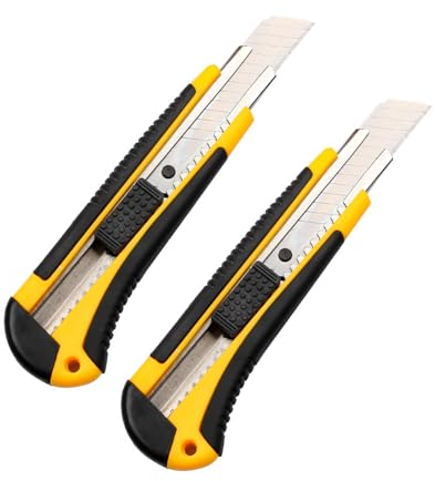 Coltello multiuso in acciaio inossidabile, taglierino (2 pezzi), coltello a inserto, coltello multiuso, coltello rapido (larghezza lama 18 mm, lunghezza 98 mm)