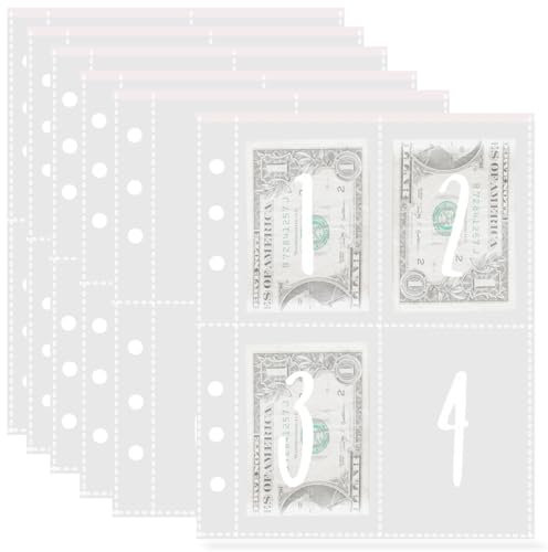 2 Sets 50 Blatt 100 Umschläge Geld sparen Herausforderung A5 Ringbucheinlagen für Ersatz, Sparbuch, Geldumschläge, vorbeschriftet 1-100 Geldbeutel für Bargeld Füllung