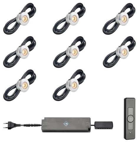 Hamulight LED Einbaustrahler Terrassenüberdachung Aragon ab mit Fernbedienung | Beleuchtung Wintergarten - Einbauleuchten - Terrassendach - Carport | 3W - Dimmbar - Warmweiß | Set mit 8 Stück