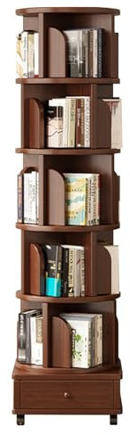 Drehbares Bücherregal, Bücherturm Freistehend, Drehbares Bücherregal Aus Massivem Holz, Verwendung Für Kleinen Raum Mit Stauraum, Zeitschriften Und Bücher Für Wohnzimmer, Arbeitszimmer Und Büro