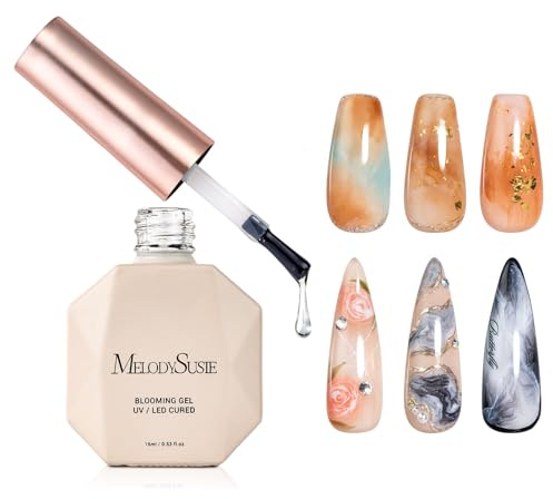 MelodySusie Clear Blooming Gel for Nail Design, Marble Watercolor UV Gel Nail Polish, Spreading Effect Sheer Painting Gel Nail Art Supplies, Nail Salon Manicure at Home for Women, 0.53 Fl Oz