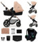 Kinderkraft MOOV2 Poussette 3 en 1, Système de voyage de la naissance à 27 kg, Siège auto Mink PRO I-Size inclus, Capote extensible avec filtre UPF50+, Accessoires pratiques, Beige