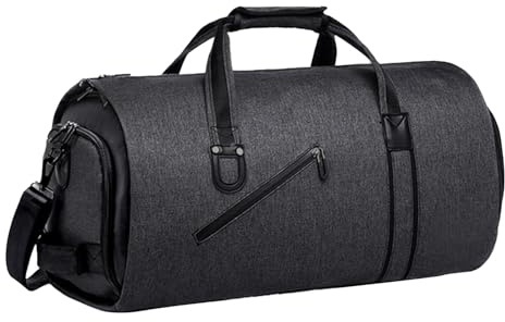 Garment Duffle Bag - 2 in 1 Suit Travel Garment Bag with Shoulder Strap - Business Bag for Travel and Business Trips, Weekender Bag for Men Women, Schwarz , Refer to description, Unisex