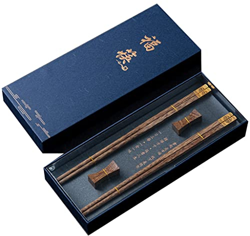 Set regalo di bacchette giapponesi in legno con custodia, bacchette riutilizzabili, bacchette cinesi di lusso in legno naturale, bacchette per sushi antiscivolo, bacchette lavabili in lavastovig