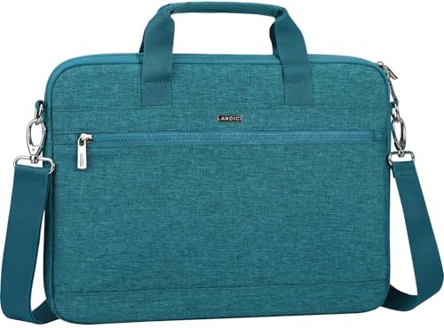 LANDICI 360° skyddande laptopväska 15,6 tum med axelrem, laptopfodral fodral för MacBook Pro 16, 15,6-16 tum HP Lenovo Dell ASUS, vattentät datorväska smal portfölj för män kvinnor – blågrön grön