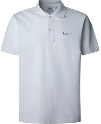Pepe Jeans Polo Essential con Logotipo en Contraste para Hombre, Blanco, M