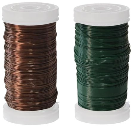 2 Rolls 55m Florists Flexible Green Wire, 0.35mm Gauge, Xmas Wreath & Craft Binding, Garden Paddle Wire for DIY Projects