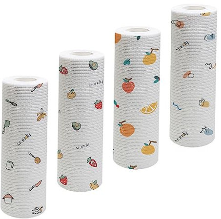 Hoement Toallitas Desechables Paño De Cocina 50 Piezas Pulpa De Madera Absorbente Uso Dual Húmedo y Seco para Limpieza Doméstica Multifuncional