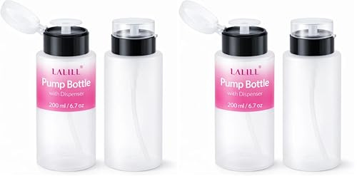 LALILL 2 Pièces Distributeur Pompe Doseur - Set Flacon Pompe pour Liquides - Dissolvant Vernis à Ongles, Dissolvant Manucure - 200ml (Lot de 2)
