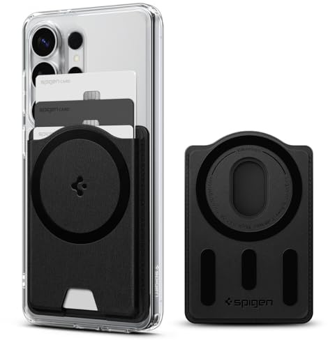 Spigen Valentinus MagFit+ Magnetisk Korthållare med extern Metallring 3-Kort Kompatibel med Magnetfodral Designad för Samsung Galaxy S26,S26+,S26 Ultra, S25 Serie och Z Fold 7 - Svart