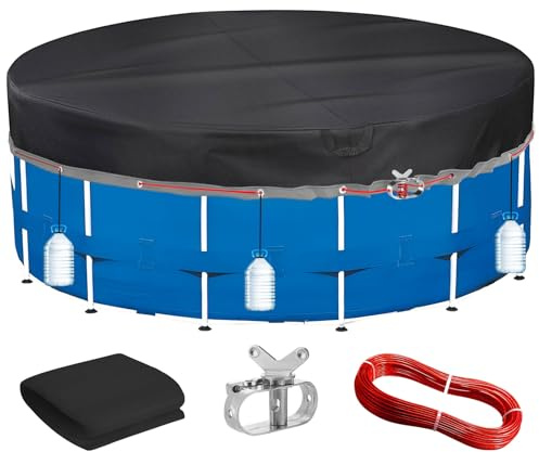 PATWING Poolabdeckung Rund 457, 420D Ø462cm für Ø410-457cm Pool, Ösen