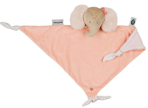 Nattou Großes Schnuffeltuch aus Polyester, Elefant, Wegbegleiter ab der Geburt, Ca. 62 cm, Flo, Oli & Ernest, Oli Pink