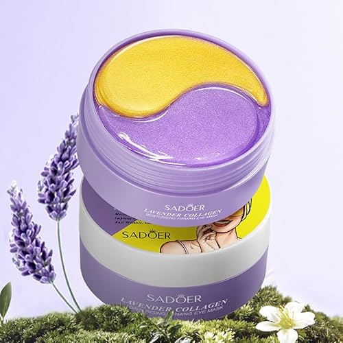 60 stycken ögonkuddar ögonmask mot ögonringar kollage ögonkuddar mot ögonringar med aloe vera kollagen för anti-åldrande (gul)
