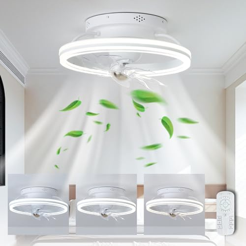 Lampadario Ventilatore Da Soffitto Con E Telecomando 360° Rotazione, Plafoniera Led Soffitto Con Ventilatore Silenzioso 6 Velocità Dimmerabile Per La Camera Da Letto Soggiorno Balcone