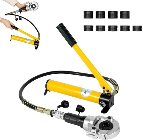 Pince à sertir hydraulique 6T, type V/type TH avec 9 matrices et boîte, pince à sertir avec tube en cuivre pour bricolage et usage domestique installation électrique