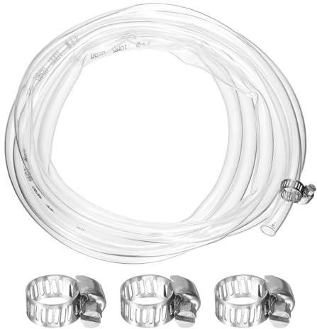 sourcing map PVC Clear Vinyl Tubing, 0.39 ID. 0.47 OD. 9.84 ft Length PVC Tube, Drain Hose, Water Pump Hose, Irrigation Pipe, Plastic Tube with Clamps for Water Oil Transfer, Transparent