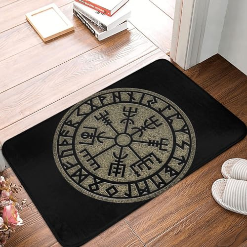 Viking Compass Norse Mythology Nordic Protection Symbol Bathroom Rug Washable Indoor Outdoor Mats Resist Dirt Bath Mat For Kitchen Office Hallway 40X60 Cm