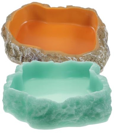 Alasum Ciotole per Cibo e Acqua per Rettili in Resina Luminosa al Buio, Set 2 Pezzi XS per Terrari, Facili da Pulire e Resistenti per Tartarughe e Piccoli Anfibi