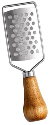 NVOQILIN Rallador de queso pequeño de acero para triturar verduras con mango ergonómico de madera, diseño compacto para la eficiencia de la cocina