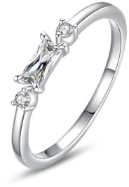 Whoiy Trauring 585 Gold, Verlobungs Ring 14k Echtgold mit Moissanite Bandring Weißgold Zart Damenring Größe 63 (20.1)