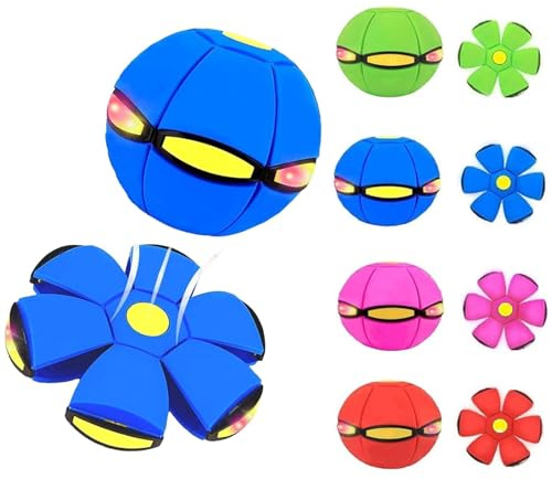 Balle Volante Magique Double forme Avec 6 lumières, Soucoupe Volante Soucoupe Volante Transformable pour Jeu en Famille et Chien-enfant et Chien -Jouet Interactif et Educatifexercice du Corps(BLEU)