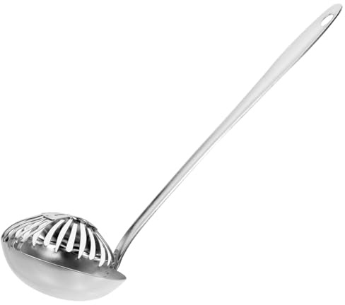 Lurrose Cucchiaio Filtro in Acciaio Inox per Zuppa Calda Manico Comodo, Mestolo Pratico per Alimenti e Scolapasta da Cucina Resistente ai Graffi, per Casa, Ristoranti e Hotel
