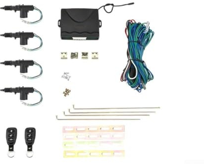 Kit de bloqueo central de 12 V con entrada remota sin llave para vehículos de 2 puertas y 4 puertas, 4 actuadores de metal resistente, 2 controles remotos arnés de cableado Installa