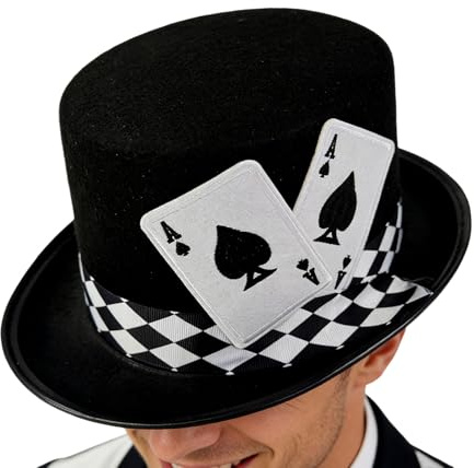 Cylinderhatt för Magiker - Spelkort Design,Originell Cylinderhatt - För Amatörunderhållare Lärare Cosplayers Halloween Scenshower Skolpjäser Och Tematiska
