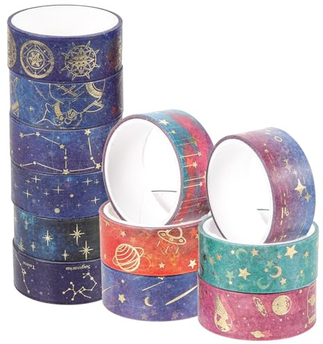 SOIMISS Lot de 12 Rubans Adhésifs Washi Décoratifs Thème Ciel Étoilé Ruban Adhésif Washi Autocollants Décoratifs pour Scrapbooking Journaux et Bricolage Artistique