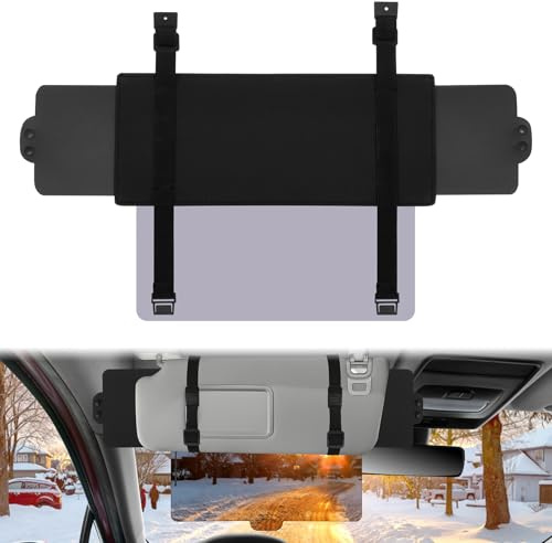 Sun Visor Extender for Car, Anti-Glare Sun Visors Extension with Zipper Slider 2 Side Sunshade PC Lens, Visor Extender Attachment for for Front Seat Driver or Passenger for Safe Driving(Black)
