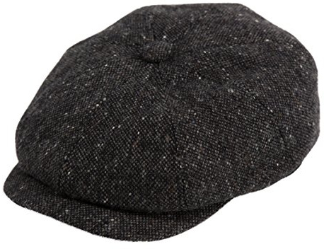 Gamble & Gunn ‘Ardura’ Unisex Flat Cap. 100% Irish Donegal Tweed Wool Hat, 8 Panel Design Newsboy Baker Style Hat with Button. Easy Care, Fully Lined, Fashionable Mens and Womens Caps. Charcoal, XL
