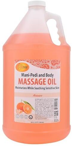 SPA REDI - Mandarin Scented Massage Therapy Oil, 128 Oz - Full Body Massage, Almond, Cotton Seed, Sunflower, Avocado & Essential Oils, Vitamin E