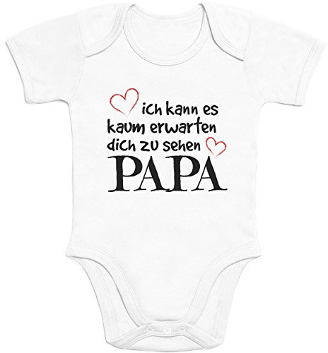 Shirtgeil Ich Kann Es Kaum Erwarten Dich Zu Sehen Papa Baby Body Kurzarm-Body, Weiß, 57/68 (3-6M)