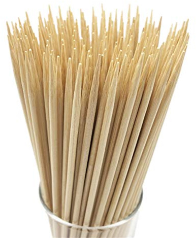 HOPELF 6 Natural Bamboo Skewers for BBQ，Appetiser，Fruit，Cocktail，Kabob，Chocolate Fountain，Grilling，Barbecue，Kitchen，Crafting and Party. Φ=4mm, More Size Choices 8/10/12/14/16/30(100 PCS)